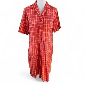 Helen Henslee Vintage Red Plaid House Dress M / L | Cottagecore Meets Grandma